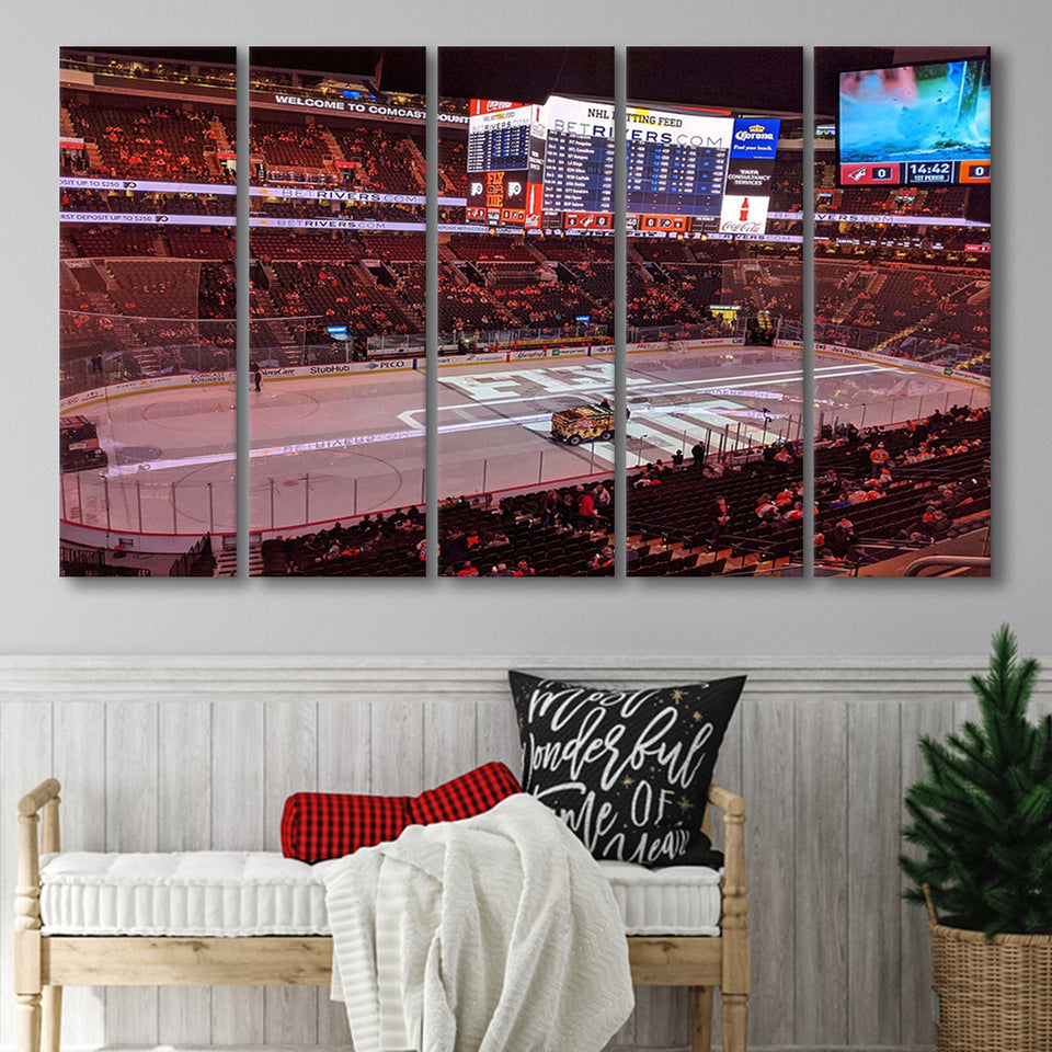 Philadelphia Flyers Stadium Canvas Prints Wells Fargo Center Wall Art,Multi Panels B,Sport Stadium Art Prints, Fan Gift