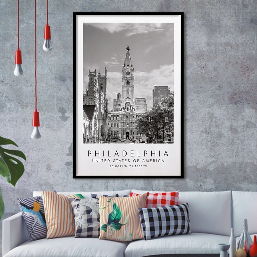 Philadelphia, Usa 1 Black And White Art Framed Art Prints Wall Art Decor, Framed Picture