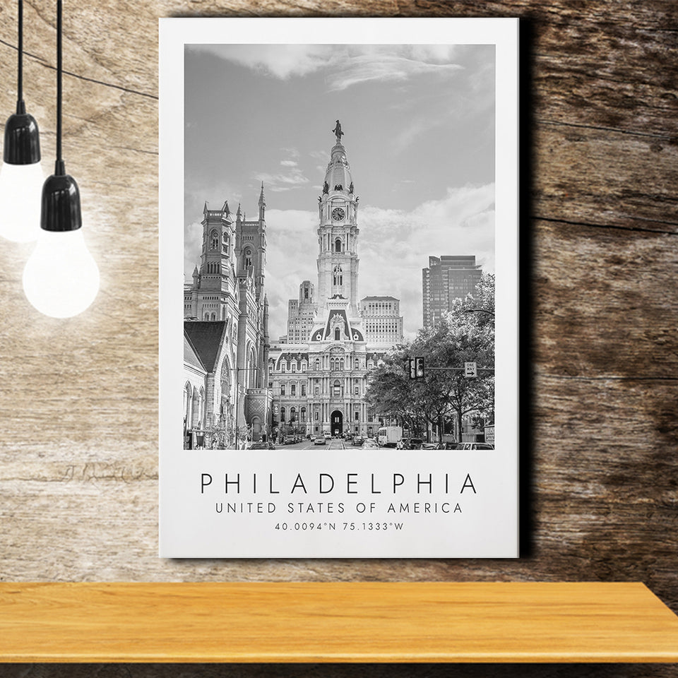 Philadelphia, Usa 1 Black And White Art Canvas Prints Wall Art Home Decor