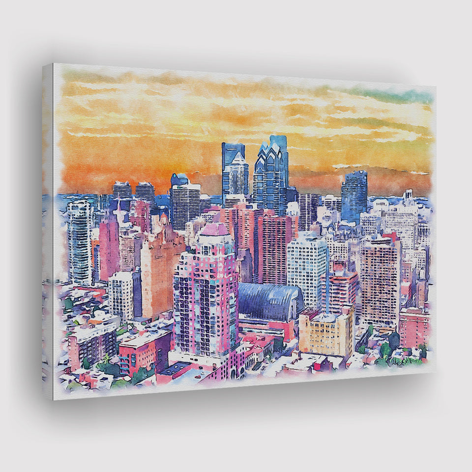 Philadelphia Watercolor Philadelphia Pennsylvania, Sport Art Prints Fan Gift, Canvas Prints Wall Art Decor