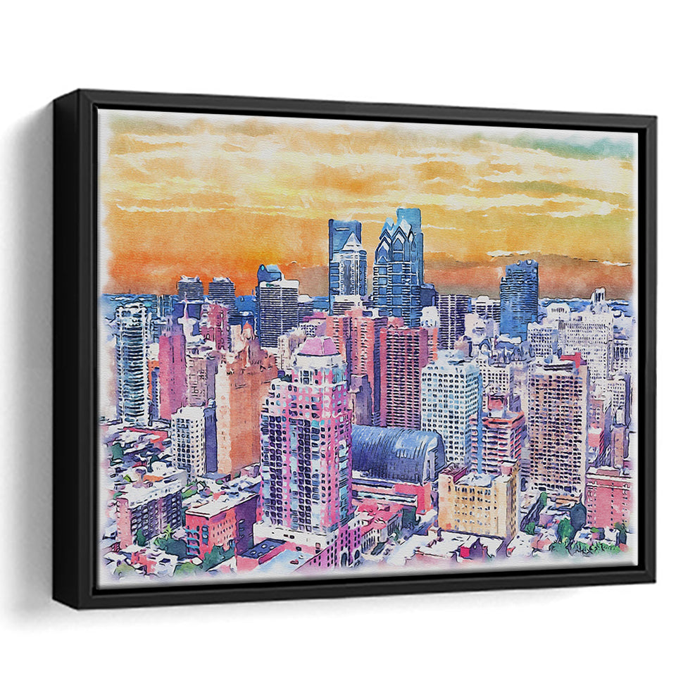 Philadelphia Watercolor Philadelphia Pennsylvania, Sport Art Prints Fan Gift, Framed Canvas Prints Wall Art Decor