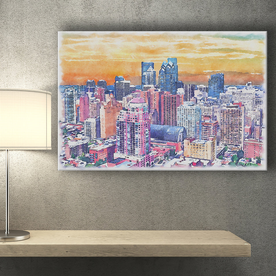 Philadelphia Watercolor Philadelphia Pennsylvania, Sport Art Prints Fan Gift, Canvas Prints Wall Art Decor