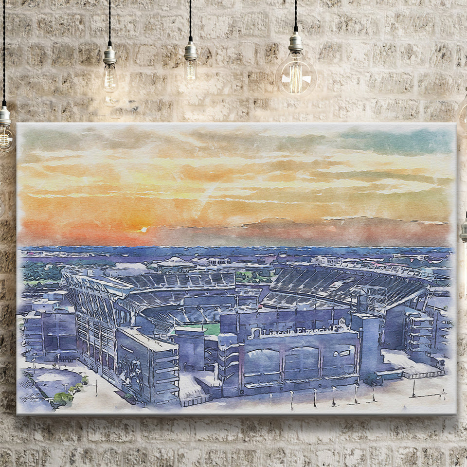 Phili Eagles Stadium Lincoln Financial Field Watercolor, Sport Art Prints Fan Gift, Canvas Prints Wall Art Decor