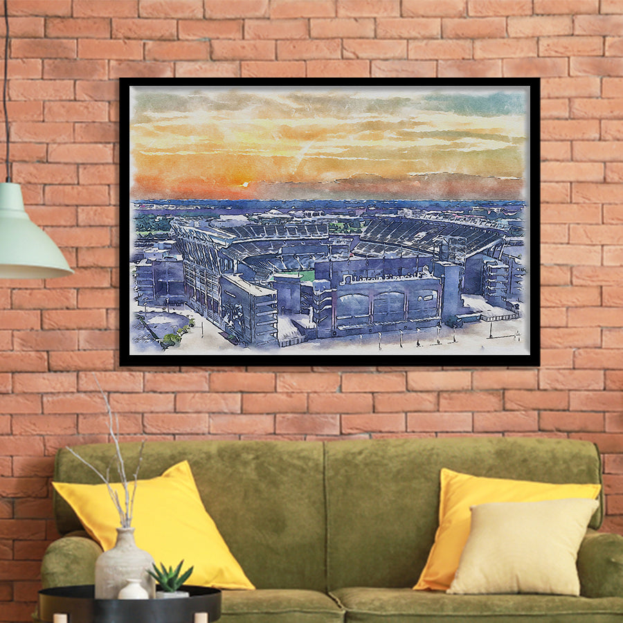 Phili Eagles Stadium Lincoln Financial Field Watercolor, Sport Prints Fan Gift, Framed Art Prints Wall Art Decor