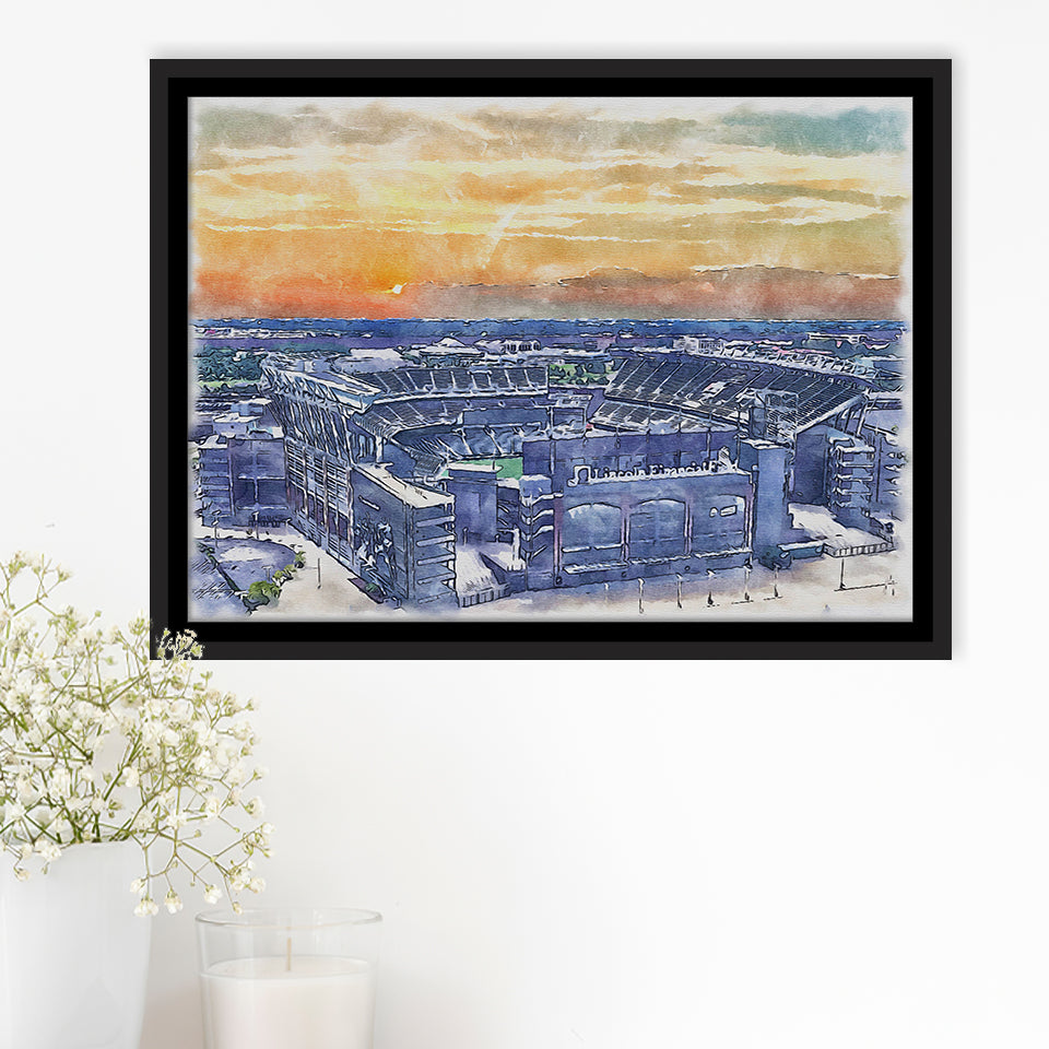 Phili Eagles Stadium Lincoln Financial Field Watercolor, Sport Art Prints Fan Gift, Framed Canvas Prints Wall Art Decor