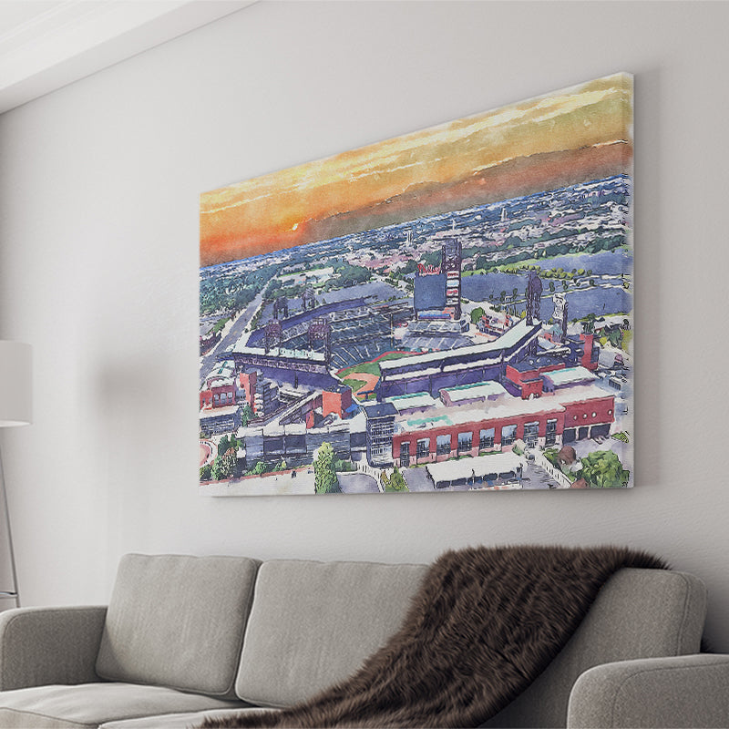 Phillies Stadium Watercolor Citizens Bank Stadium, Sport Art Prints Fan Gift, Canvas Prints Wall Art Decor