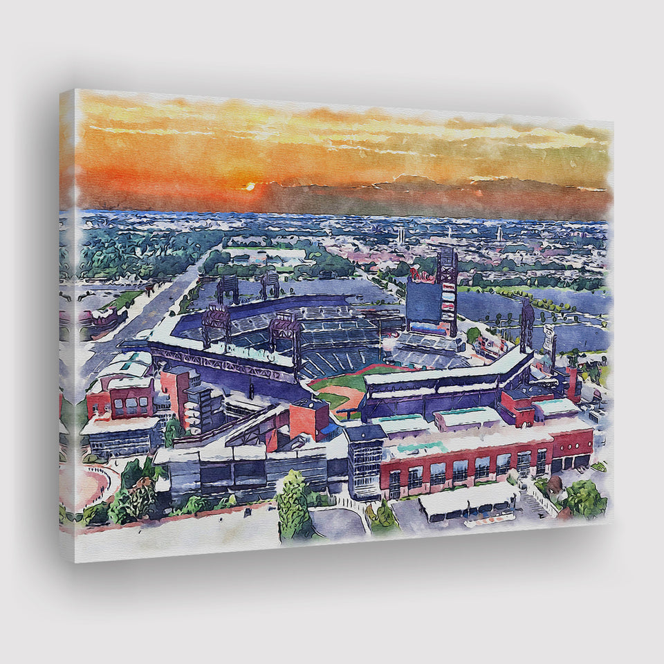 Phillies Stadium Watercolor Citizens Bank Stadium, Sport Art Prints Fan Gift, Canvas Prints Wall Art Decor
