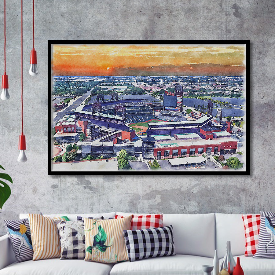 Phillies Stadium Watercolor Citizens Bank Stadium, Sport Prints Fan Gift, Framed Art Prints Wall Art Decor