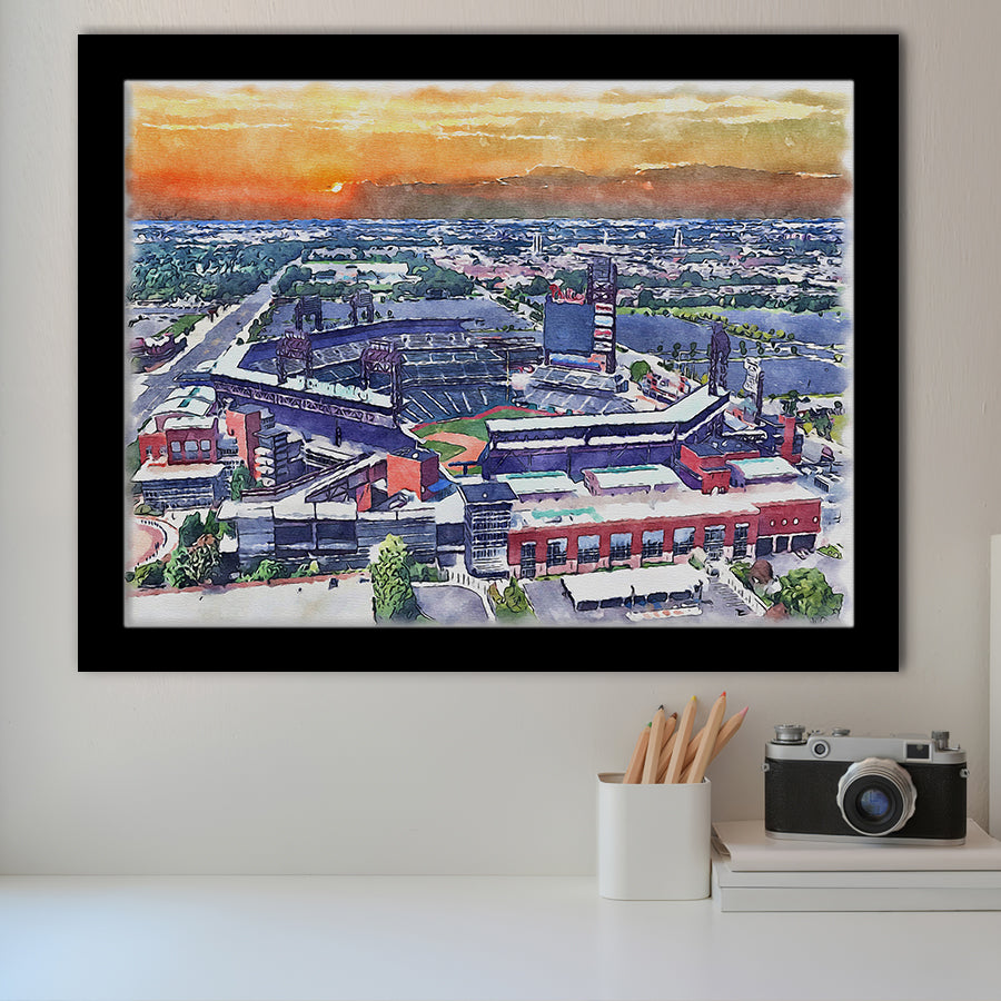 Phillies Stadium Watercolor Citizens Bank Stadium, Sport Prints Fan Gift, Framed Art Prints Wall Art Decor