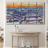 Phillies Stadium Watercolor Citizens Bank Stadium, 5 Pieces B, Multi Panel Canvas Prints Wall Art Decor