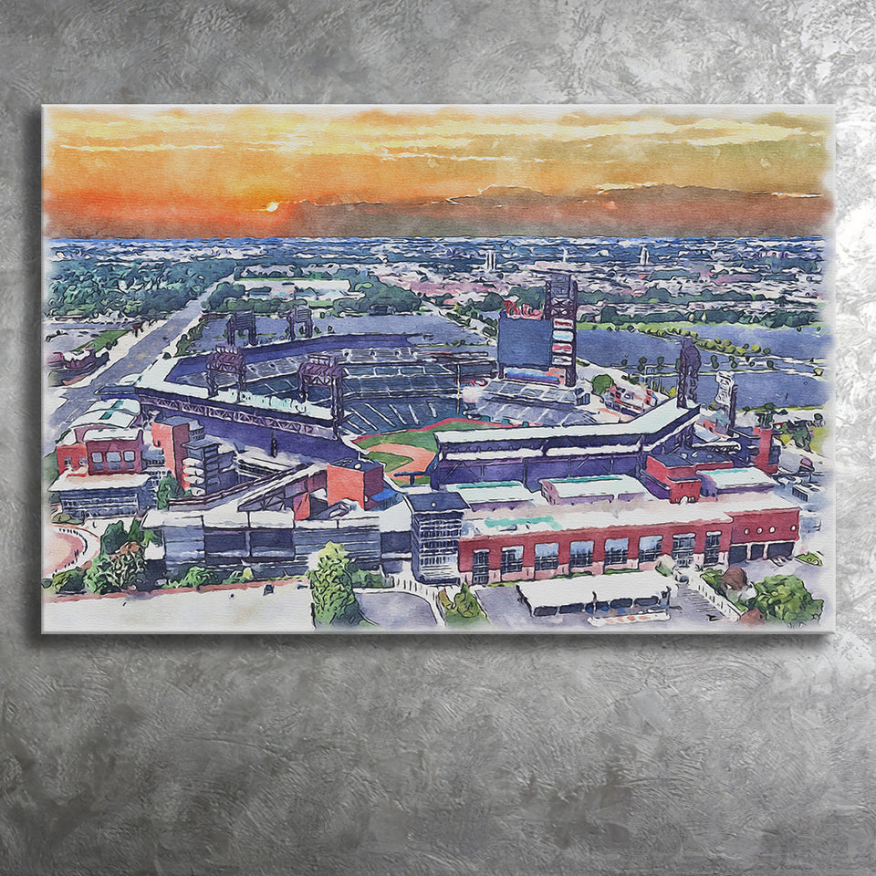 Phillies Stadium Watercolor Citizens Bank Stadium, Sport Art Prints Fan Gift, Canvas Prints Wall Art Decor