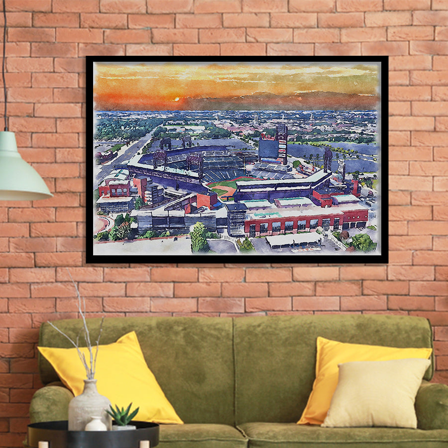 Phillies Stadium Watercolor Citizens Bank Stadium, Sport Prints Fan Gift, Framed Art Prints Wall Art Decor