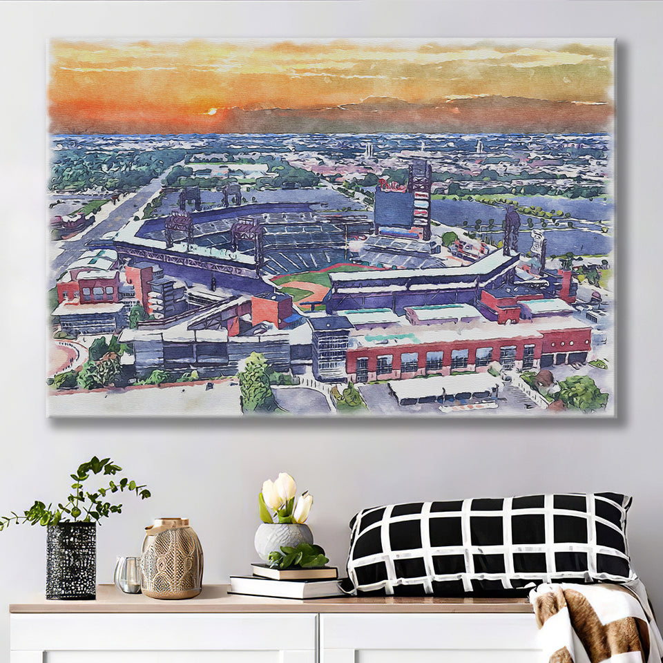 Phillies Stadium Watercolor Citizens Bank Stadium, Sport Art Prints Fan Gift, Canvas Prints Wall Art Decor
