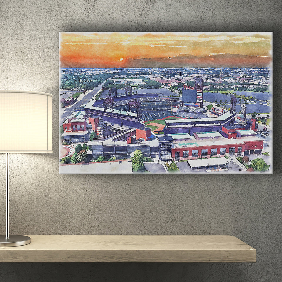 Phillies Stadium Watercolor Citizens Bank Stadium, Sport Art Prints Fan Gift, Canvas Prints Wall Art Decor