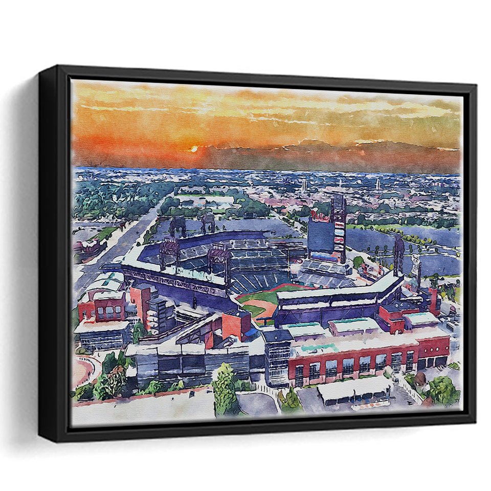 Phillies Stadium Watercolor Citizens Bank Stadium, Sport Art Prints Fan Gift, Framed Canvas Prints Wall Art Decor