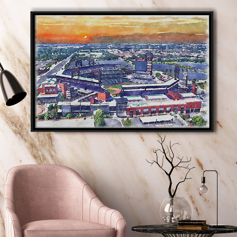 Phillies Stadium Watercolor Citizens Bank Stadium, Sport Art Prints Fan Gift, Framed Canvas Prints Wall Art Decor