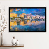 Phoenix Arizona Usa Cityscape Downtown Afternoon City Art Watercolor Framed Canvas Prints Wall Art Home Decor,Floating Frame