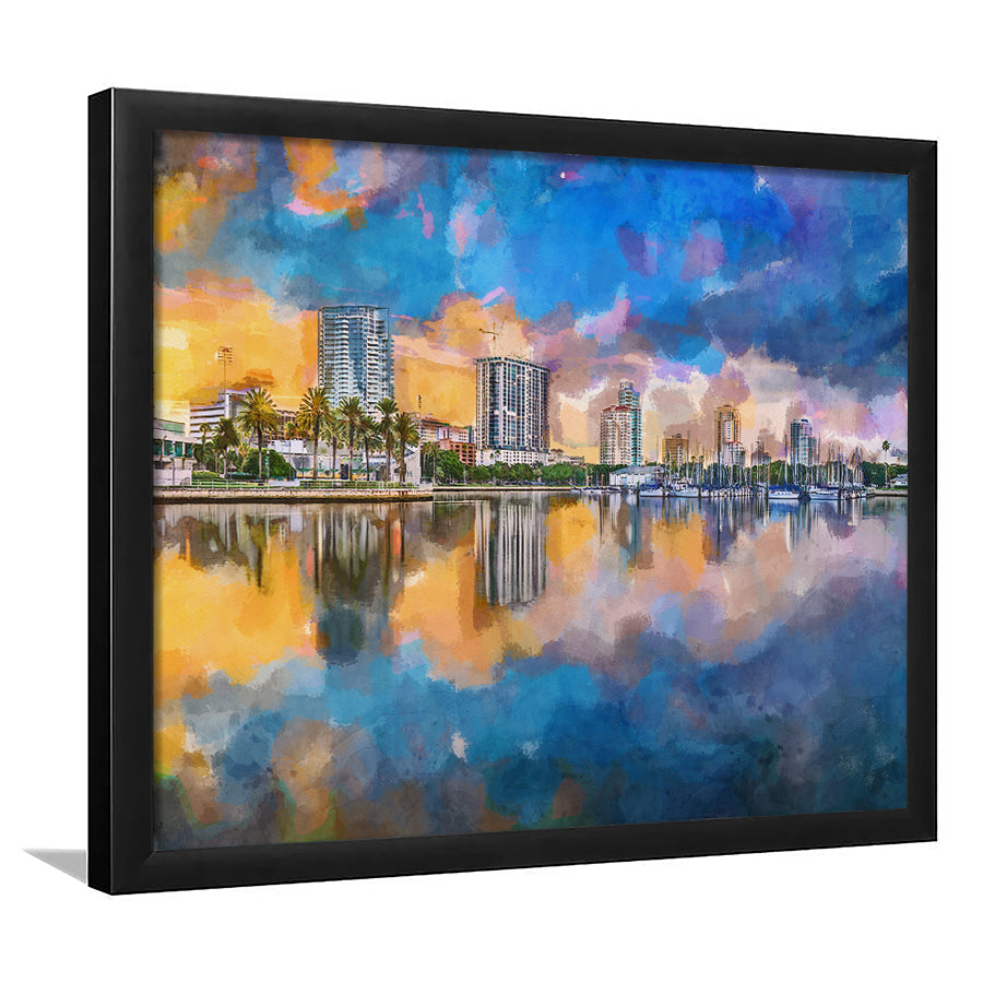 Phoenix Arizona Usa Cityscape Downtown Afternoon City Art Watercolor Framed Art Prints Wall Art Decor,Framed Picture