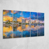 Phoenix Arizona Usa Cityscape Downtown Afternoon 5 Pieces Extra Large Canvas Prints Wall Art Home Decor