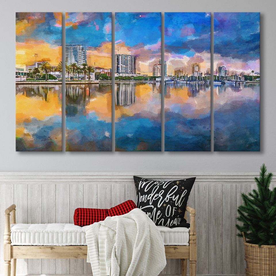 Phoenix Arizona Usa Cityscape Downtown Afternoon 5 Pieces Extra Large Canvas Prints Wall Art Home Decor