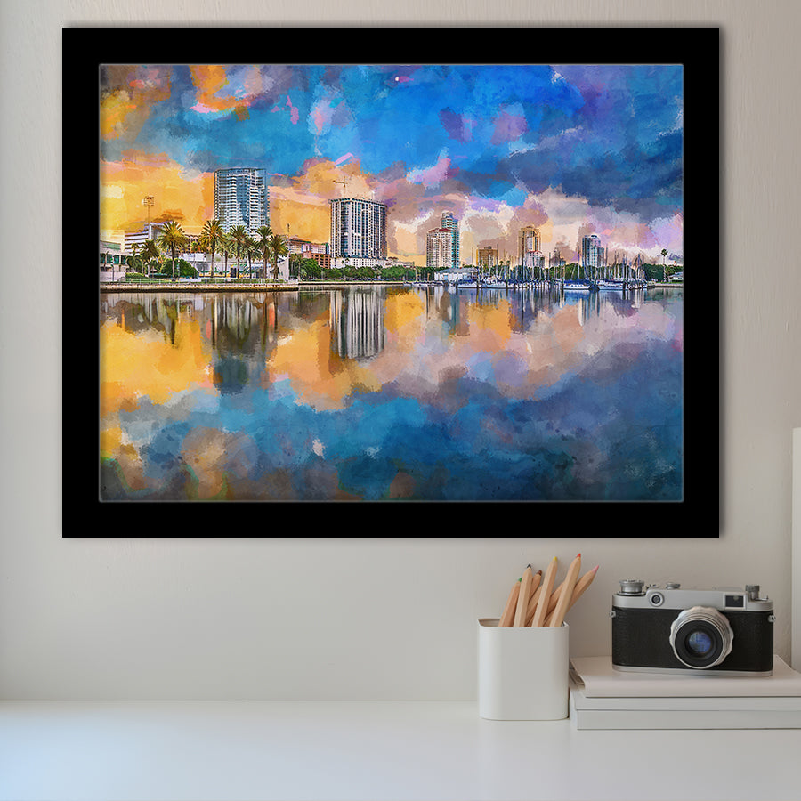 Phoenix Arizona Usa Cityscape Downtown Afternoon City Art Watercolor Framed Art Prints Wall Art Decor,Framed Picture