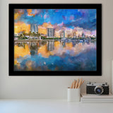 Phoenix Arizona Usa Cityscape Downtown Afternoon City Art Watercolor Framed Art Prints Wall Art Decor,Framed Picture