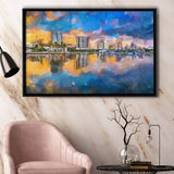 Phoenix Arizona Usa Cityscape Downtown Afternoon City Art Watercolor Framed Canvas Prints Wall Art Home Decor,Floating Frame