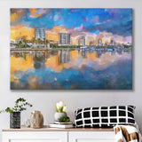 Phoenix Arizona Usa Cityscape Downtown Afternoon City Art Watercolor Canvas Prints Wall Art Home Decor, Large Canvas