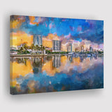 Phoenix Arizona Usa Cityscape Downtown Afternoon City Art Watercolor Canvas Prints Wall Art Home Decor, Large Canvas