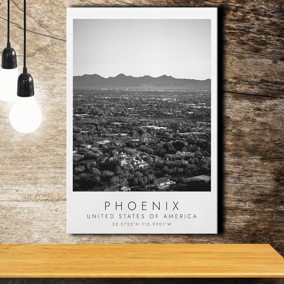 Phoenix, Usa Black And White Art Canvas Prints Wall Art Home Decor
