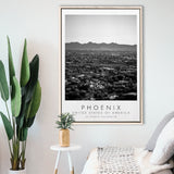 Phoenix, Usa Black And White Art Framed Canvas Prints Wall Art Home Decor, Floating Frame