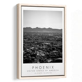 Phoenix, Usa Black And White Art Framed Canvas Prints Wall Art Home Decor, Floating Frame