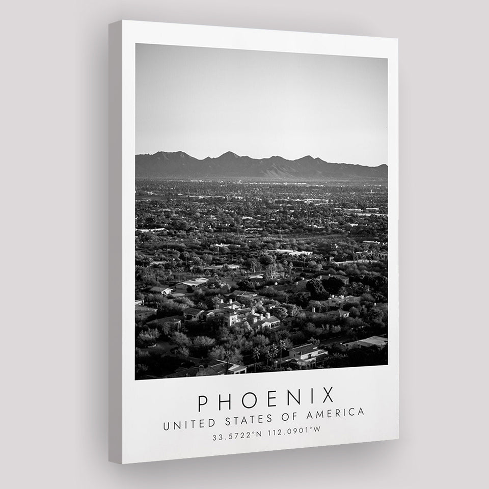 Phoenix, Usa Black And White Art Canvas Prints Wall Art Home Decor