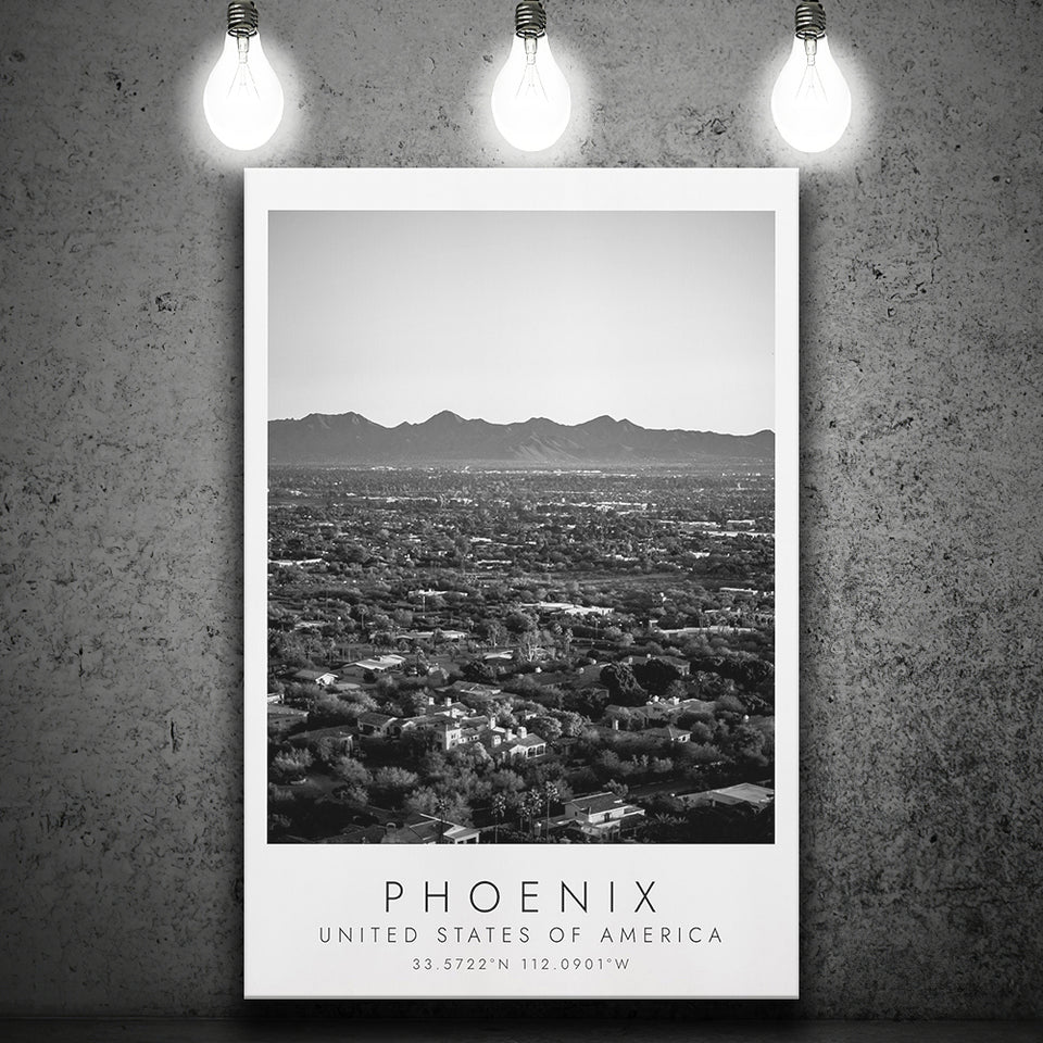Phoenix, Usa Black And White Art Canvas Prints Wall Art Home Decor