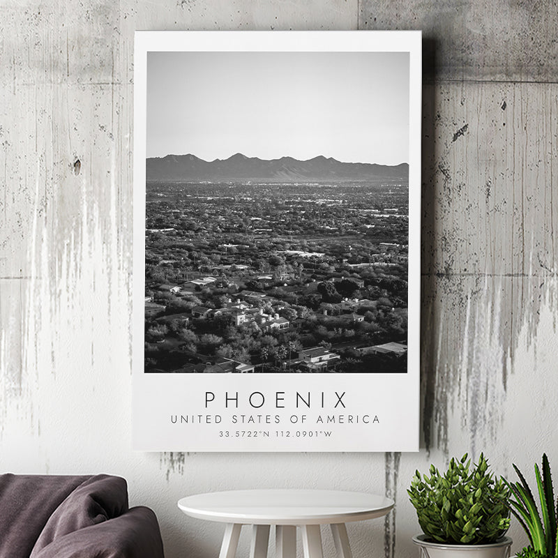 Phoenix, Usa Black And White Art Canvas Prints Wall Art Home Decor