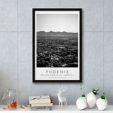 Phoenix, Usa Black And White Art Framed Canvas Prints Wall Art Home Decor, Floating Frame