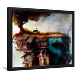 Pianist On The Roof, Surrealism Canvas Painting Framed Art Prints, Wall Art,Home Decor,Framed Picture