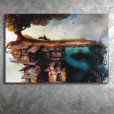 Pianist On The Roof, Surrealism Canvas Painting Canvas Prints Wall Art Home Decor