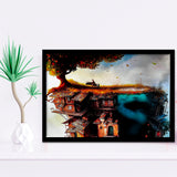 Pianist On The Roof, Surrealism Canvas Painting Framed Art Prints, Wall Art,Home Decor,Framed Picture