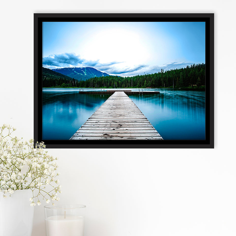 Pier Lake House Decor Forest Framed Canvas Prints Wall Art Home Decor - Painting Canvas, Black Frame, Framed Picture