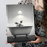 Pig In Bathtube Bathroom Art Funny Pig Black And White, Painting Art, Canvas Prints Wall Art Home Decor
