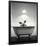 Pig In Bathtube Bathroom Art Funny Pig Black And White, Painting Art, Framed Art Prints Wall Decor