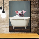 Pig In Bathtube, Bathroom Art Funny Pig Painting, Painting Art, Canvas Prints Wall Art Home Decor