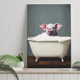 Pig In Bathtube, Bathroom Art Funny Pig Painting, Painting Art, Canvas Prints Wall Art Home Decor