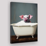 Pig In Bathtube, Bathroom Art Funny Pig Painting, Painting Art, Canvas Prints Wall Art Home Decor