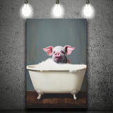 Pig In Bathtube, Bathroom Art Funny Pig Painting, Painting Art, Canvas Prints Wall Art Home Decor