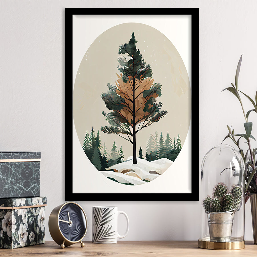 Pine Tree Retro Art Print, City Art Print, Framed Art Print Wall Art Home Decor, Framed Picture