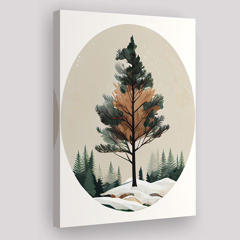 Pine Tree Retro Art Print ,City Art Print, Large Canvas, Canvas Print Wall Art Home Decor
