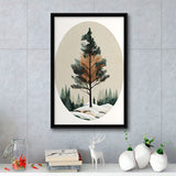 Pine Tree Retro Art Print, Large Canvas, Framed Canvas Print Wall Art Home Decor, Floating Frame