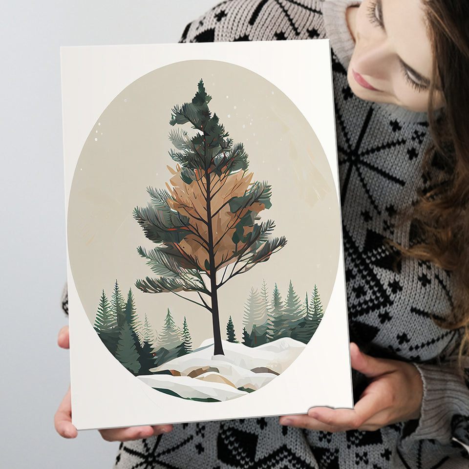 Pine Tree Retro Art Print ,City Art Print, Large Canvas, Canvas Print Wall Art Home Decor